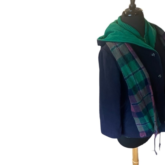 Authentic Mackintosh Vestcoat Wool Navy Blue Green Jacket Coat Winter Button Zip - Picture 2 of 8
